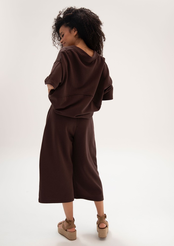 Cozy Flow - Brown cotton culotte pants
