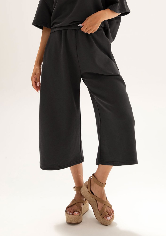 Cozy Flow - Spodnie bawełniane typu culotte Black