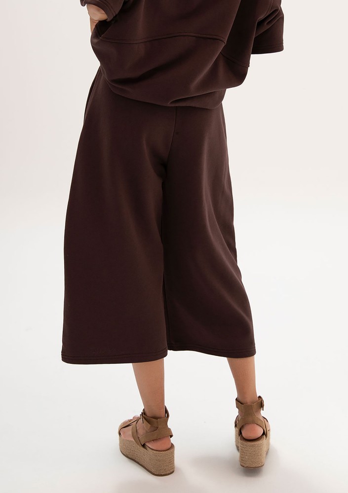 Cozy Flow - Spodnie bawełniane typu culotte Mocha Brown