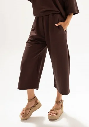 Cozy Flow - Brown cotton culotte pants