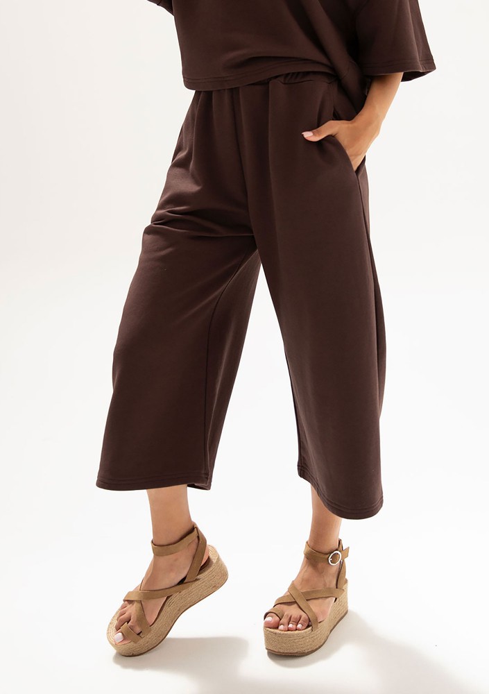 Cozy Flow - Brown cotton culotte pants