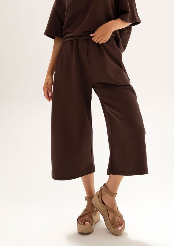 Cozy Flow - Brown cotton culotte pants