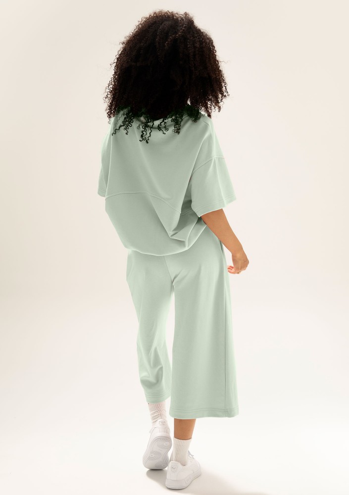 Cozy Flow - Bawełniana bluza oversize boxy v-neck Minty