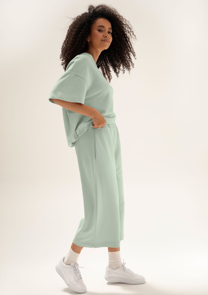 Cozy Flow - Minty blue cotton culotte pants