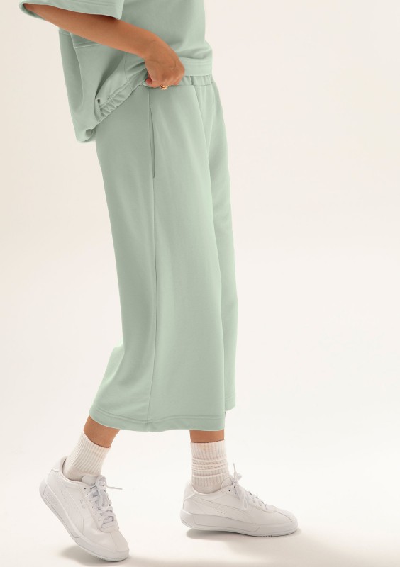 Cozy Flow - Spodnie bawełniane typu culotte Minty