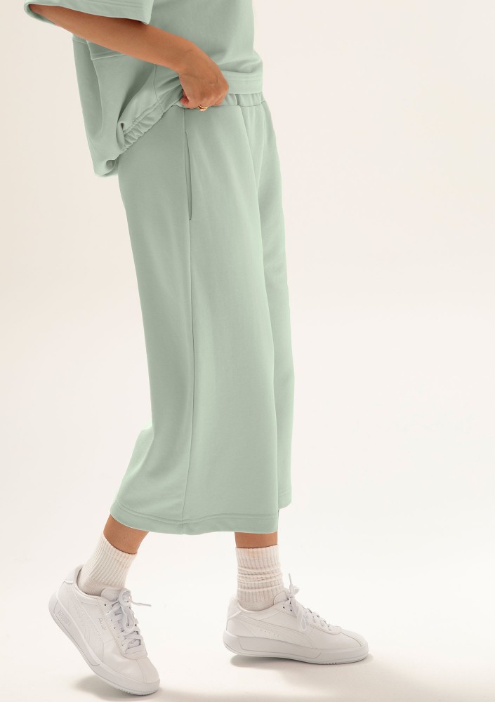 Cozy Flow - Spodnie bawełniane typu culotte Minty