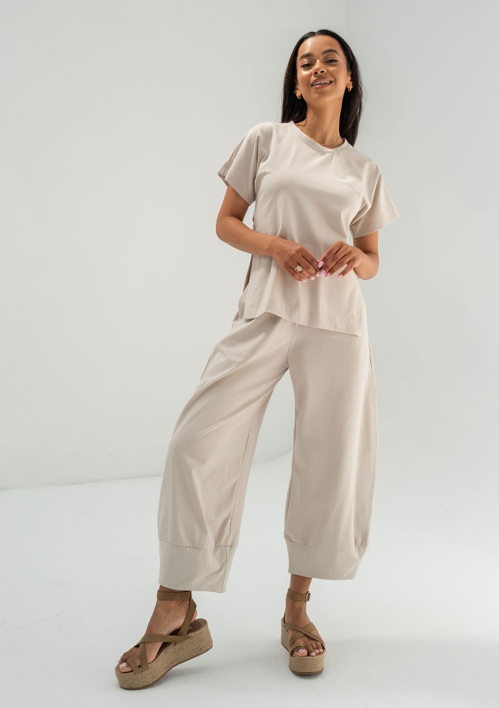 Bali - Koszulka z wiązaniem w talii Oat Beige