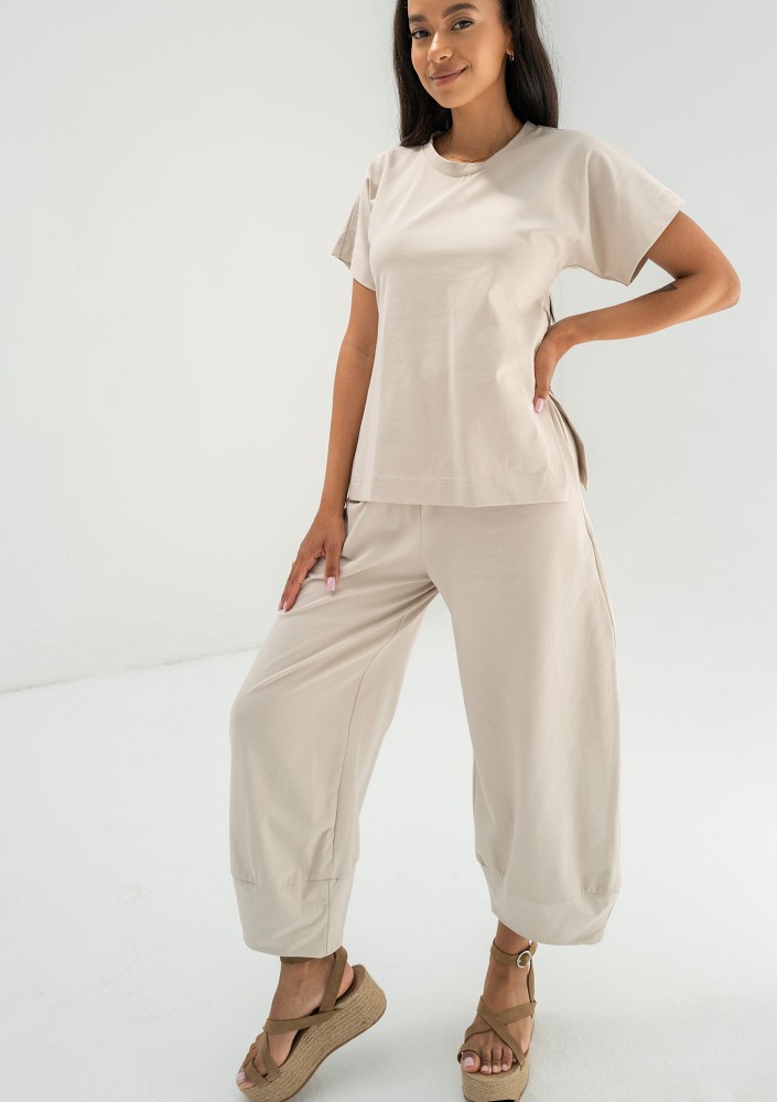 Bali - Koszulka z wiązaniem w talii Oat Beige