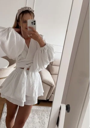 Capri - White muslin wrap shirt