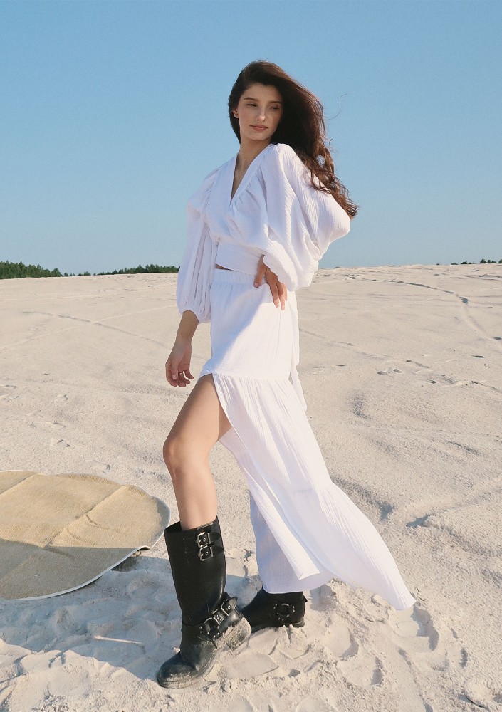 Capri - White muslin maxi skirt