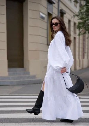 Capri - Spódnica maxi z muślinu Biała