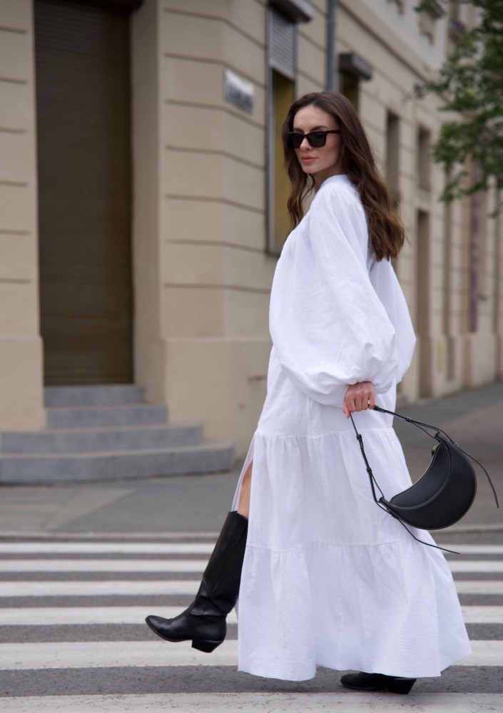 Capri - White muslin maxi skirt