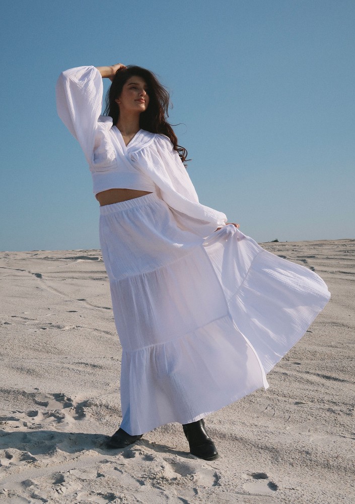 Capri - White muslin maxi skirt