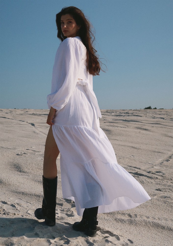 Capri - White muslin maxi skirt