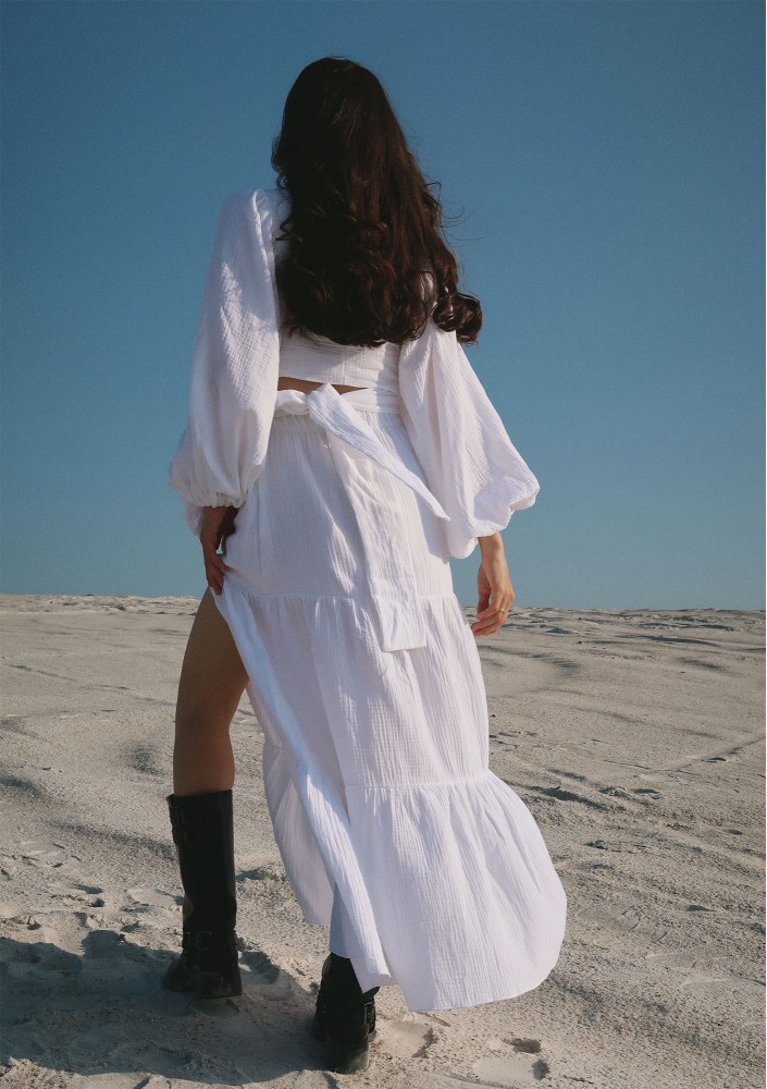 Capri - White muslin maxi skirt