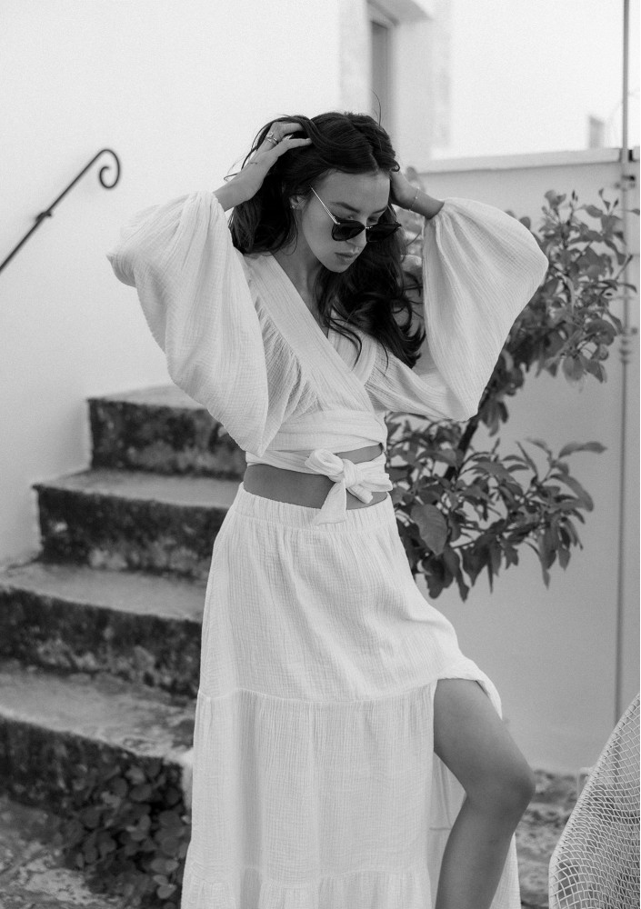 Capri - White muslin maxi skirt