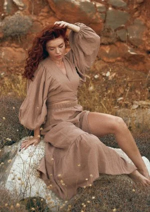 Capri - Beige muslin maxi skirt