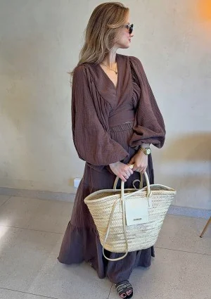 Capri - Brown muslin maxi skirt