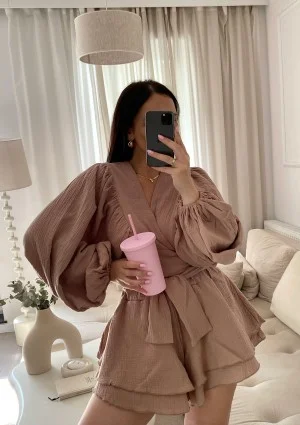 Capri - Beige muslin wrap shirt