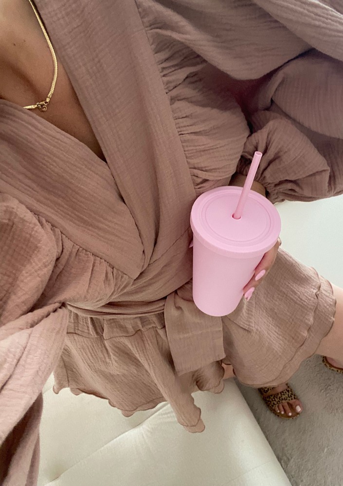 Capri - Beige muslin wrap shirt