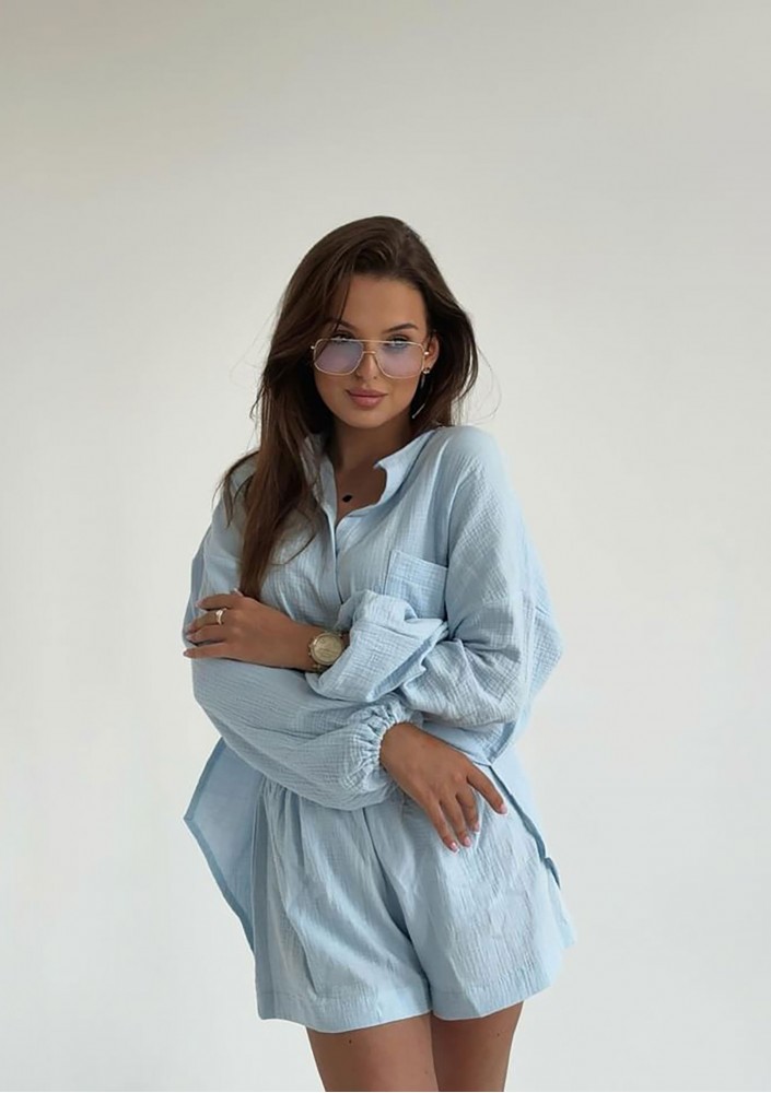 Palma - Light blue muslin shorts