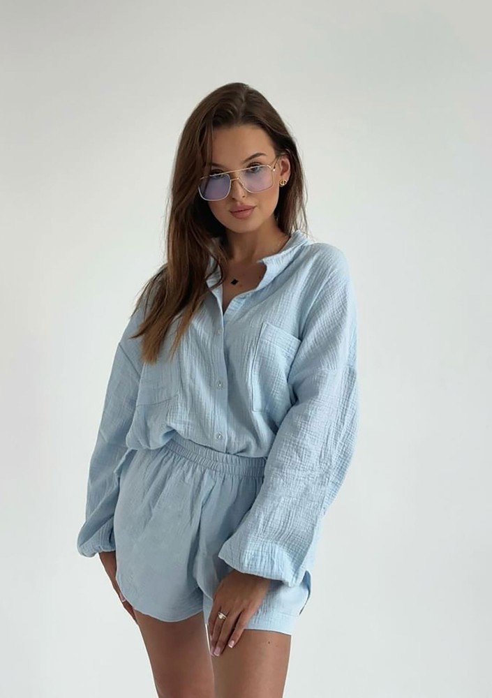 Palma - Light blue muslin shorts