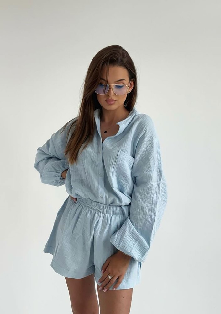 Palma - Light blue muslin oversize shirt