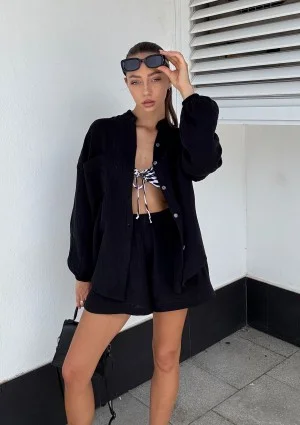 Palma - Black muslin shorts