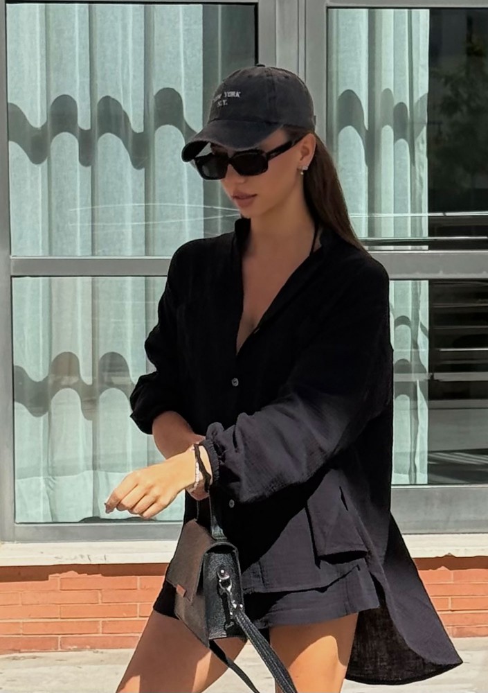 Palma - Black muslin shorts