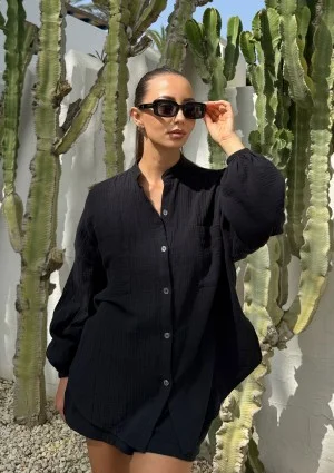 Palma - Black muslin shorts