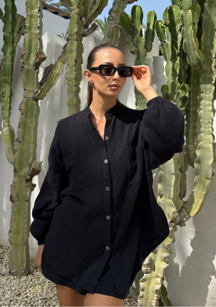 Palma - Black muslin shorts