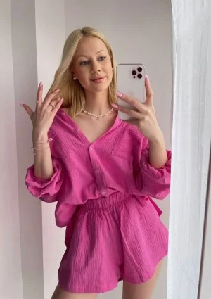 Palma - Letnie szorty z muślinu Różowe