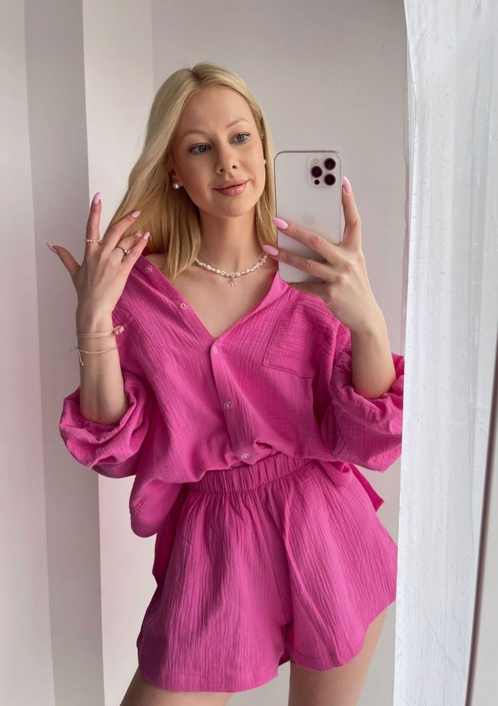 Palma - Pink muslin shorts