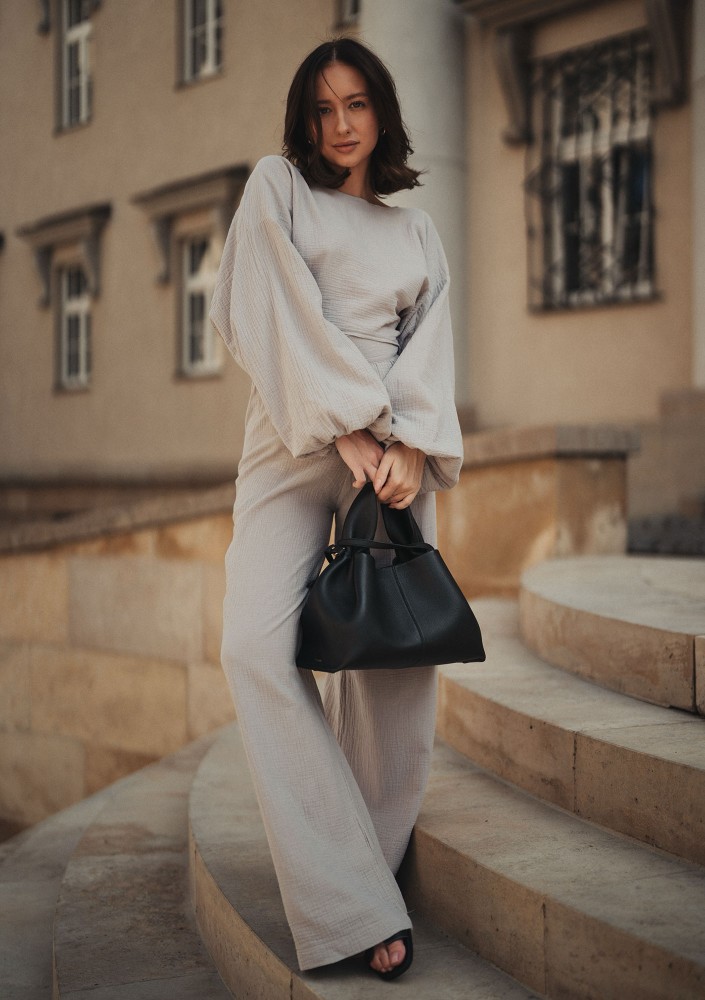 Alines - Taupe muslin wide pants