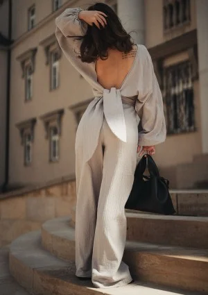 Alines - Taupe muslin wide pants
