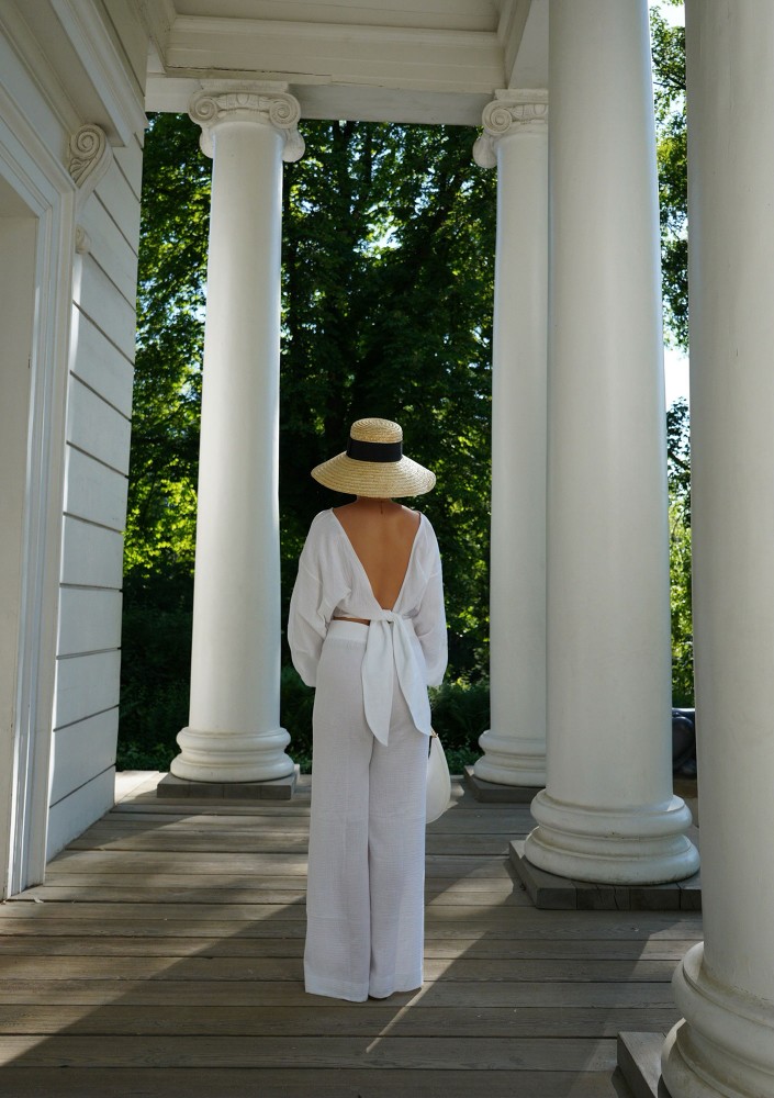Alines - White muslin wide pants