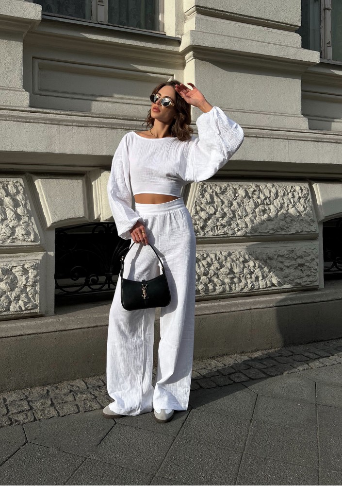 Alines - White muslin wide pants