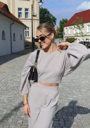 Alines - Muślinowy top wiązany z tyłu Taupe