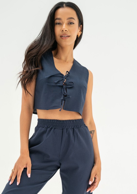 Solve - Navy blue linen top