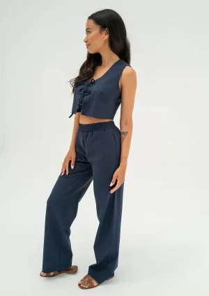 Solve - Navy blue linen top