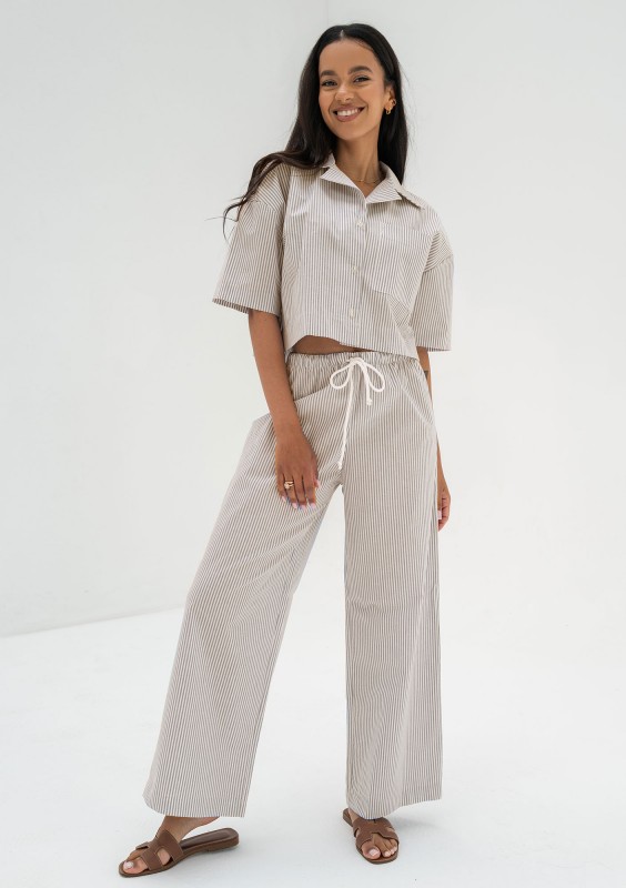 Mandy - Light blue striped cotton pants