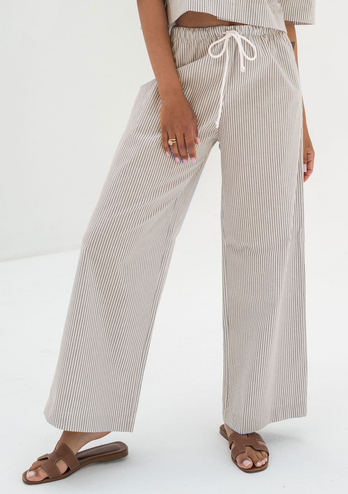 Mandy - Light blue striped cotton pants