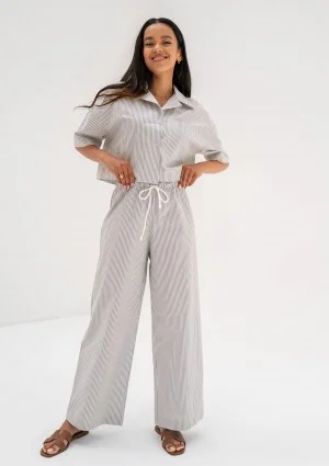 Mandy - Light blue striped cotton pants