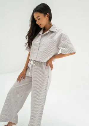 Mandy - Light blue striped cotton pants