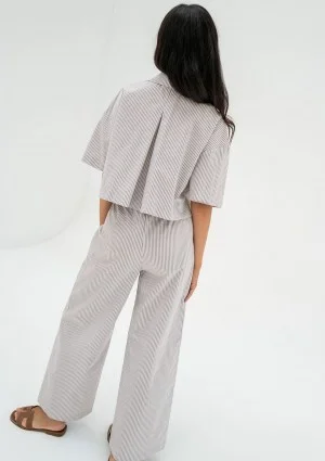 Mandy - Taupe striped cotton shirt