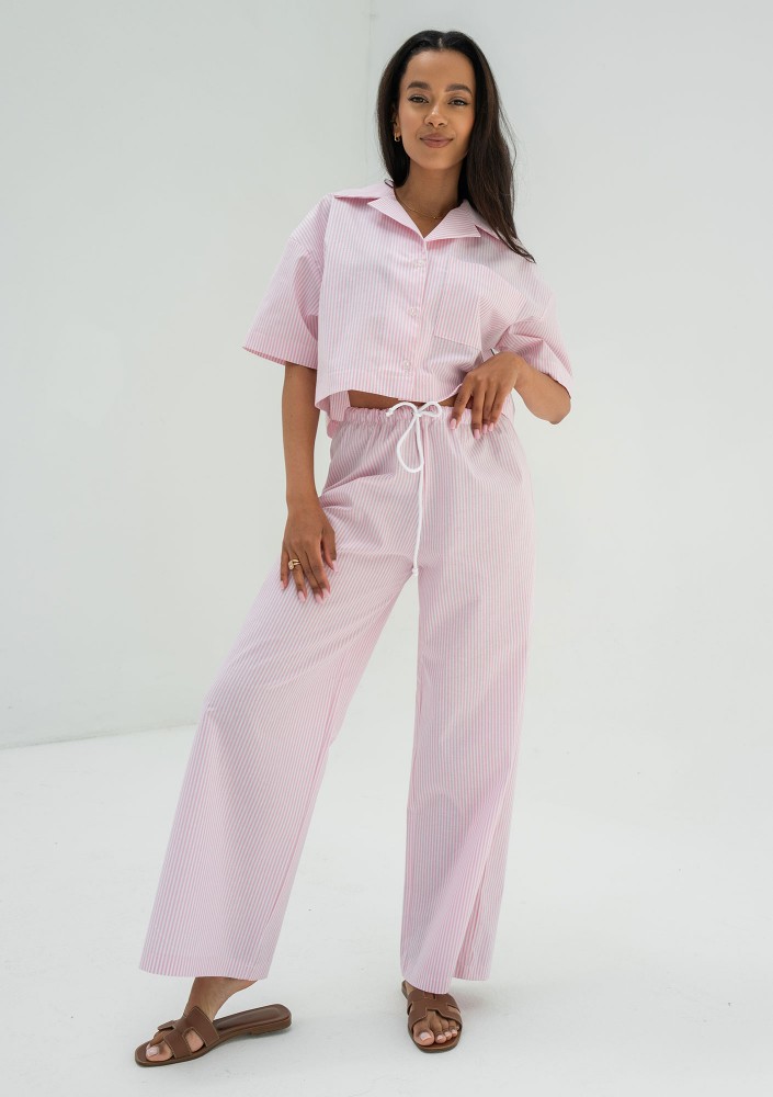 Mandy - Pink striped cotton shirt