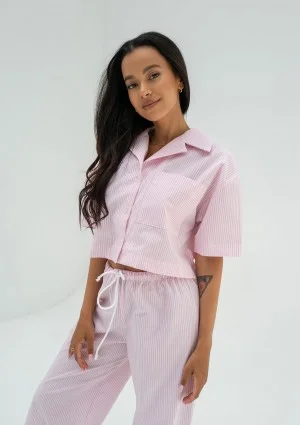 Mandy - Pink striped cotton shirt
