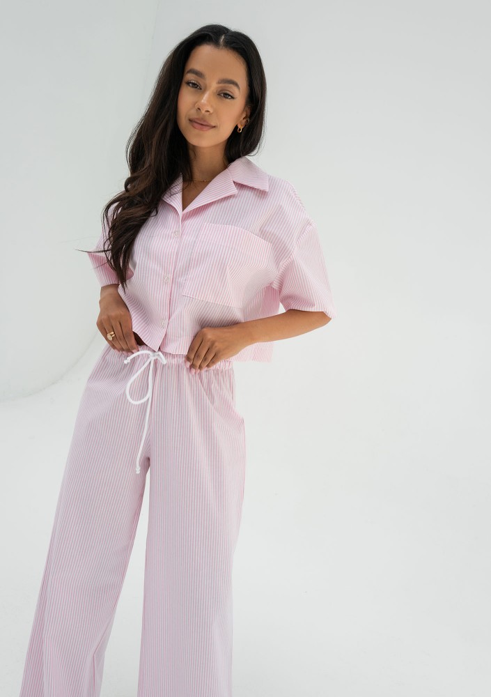 Mandy - Pink striped cotton shirt