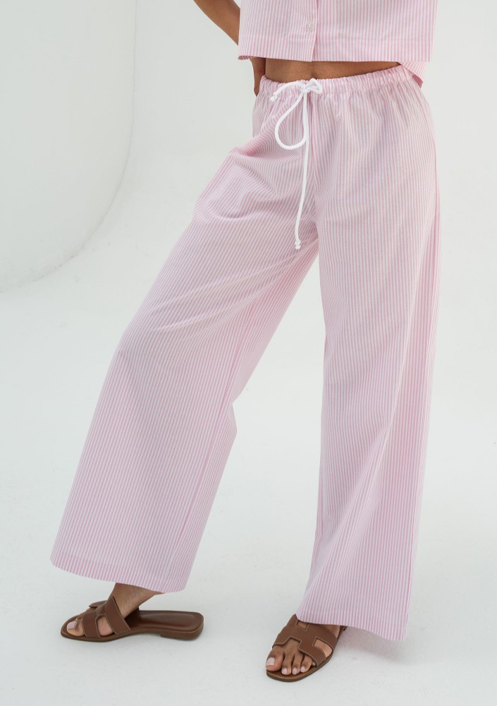 Mandy - Pink striped cotton pants