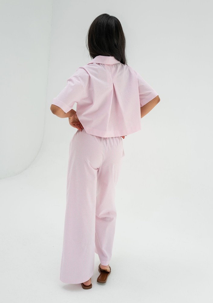 Mandy - Pink striped cotton pants